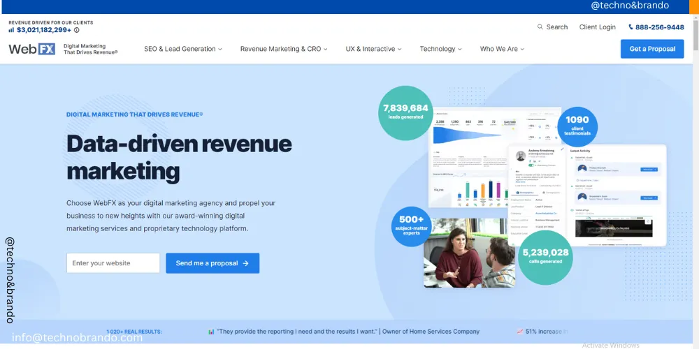 Digital Marketing Companies in Chicago, This is the home page of Web FX, the #2 best digital marketing company in Chicago, and it came under the list of Top 5 Digital Marketing Companies in Chicago.
